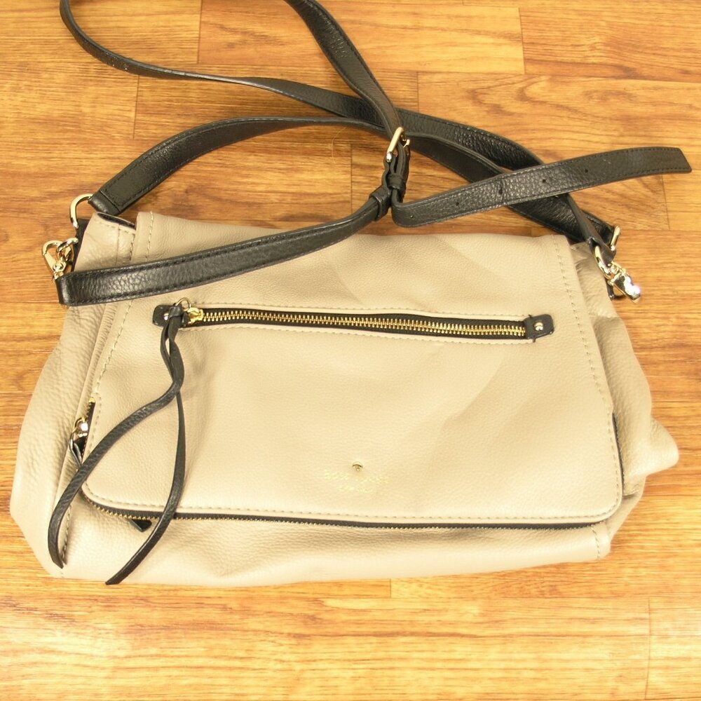 kate spade leather hand/crossbody bag purse 3 zipper, 2 drop-in compartments